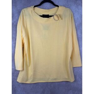 NWT VTG Requirements Sweater Women XL Yellow Retro Glam Rhinestone Buckle Collar